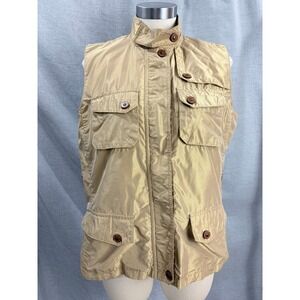 Lauren Ralph Lauren Petite Tan Utility Vest Champagne Gold Shimmer P/L Cargo